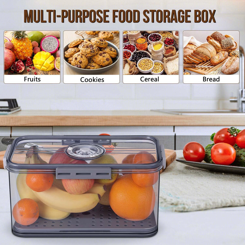 Large Gray Airtight Bread Storage Container with Time Recording Dial