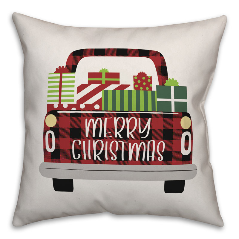  Housse de coussin Christmas Truck, Polyester/ Bourre en polyester, 16 po x 1 po