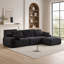 Canapé d'angle modulaire Cloud en velours côtelé noir moderne, en forme de L, assise extra profonde avec mousse à mémoire de forme compressée, adapté aux animaux de compagnie et facile à nettoyer pour les grands salons et les sous-sols.-1625421306