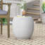 Charming Tapered Barrel Side Table with Braided Pattern, Lightweight Concrete Construction for Outdoor and Indoor Use