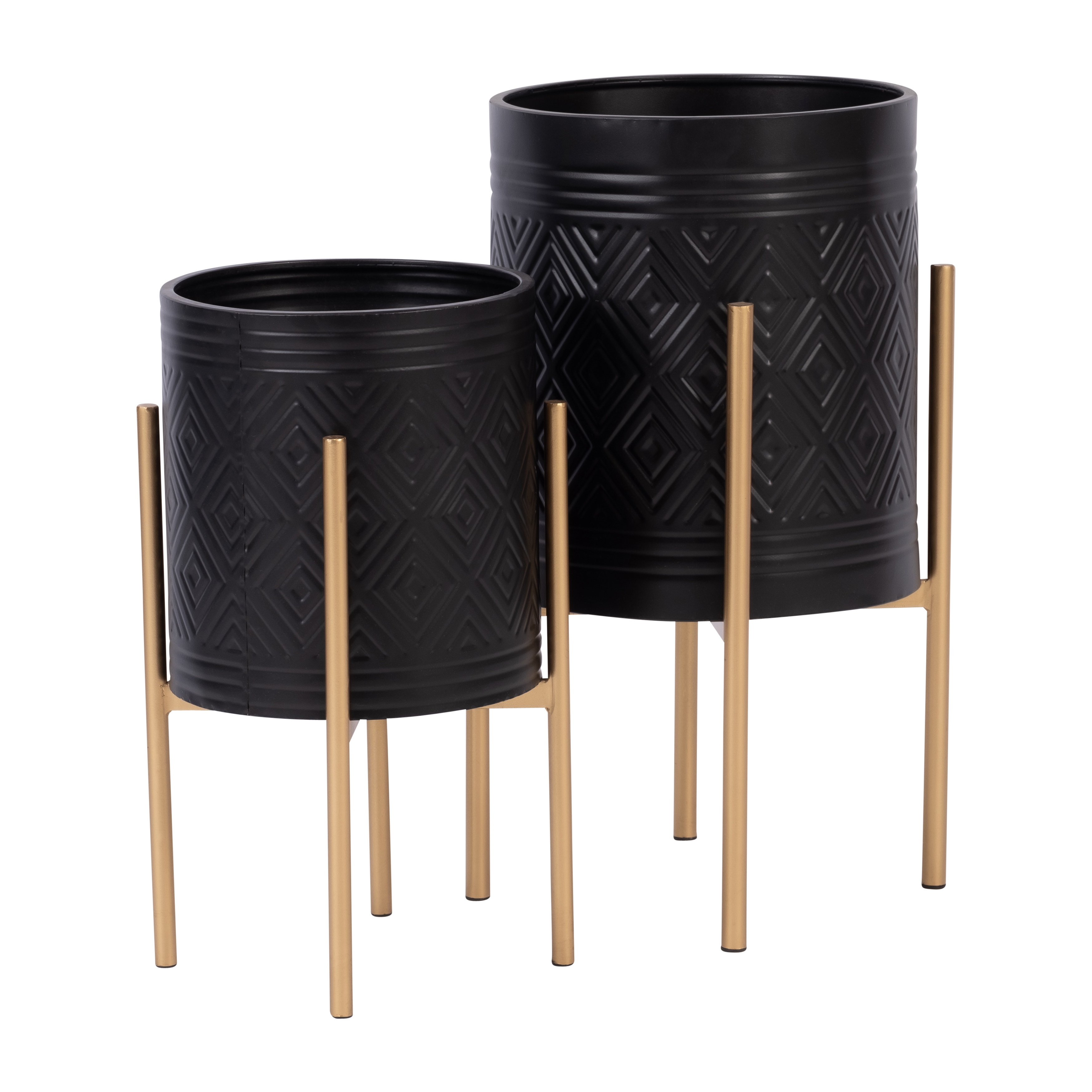 Image showcasing Mercury Row Metal Textured Modern 2 Piece Planter Stand & Reviews ...