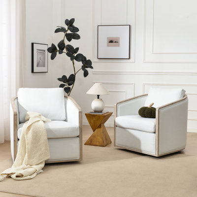 Holl Two Pieces 30" Wide Performance Fabric Upholstered Swivel Chair, No Assembly Required
