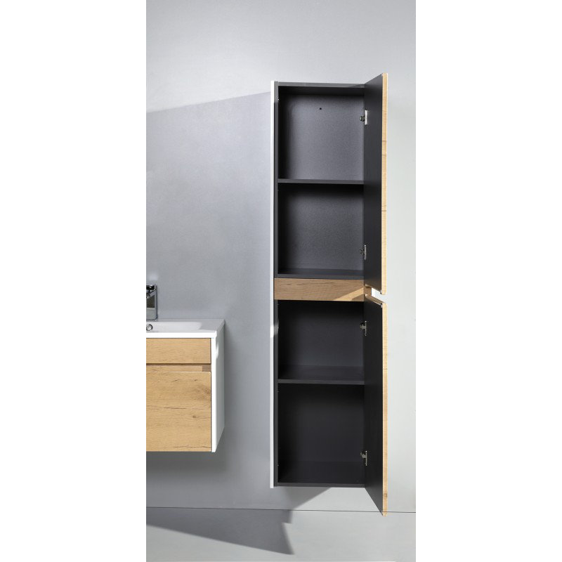 Armoire à linge Rigmar, Brun / gris