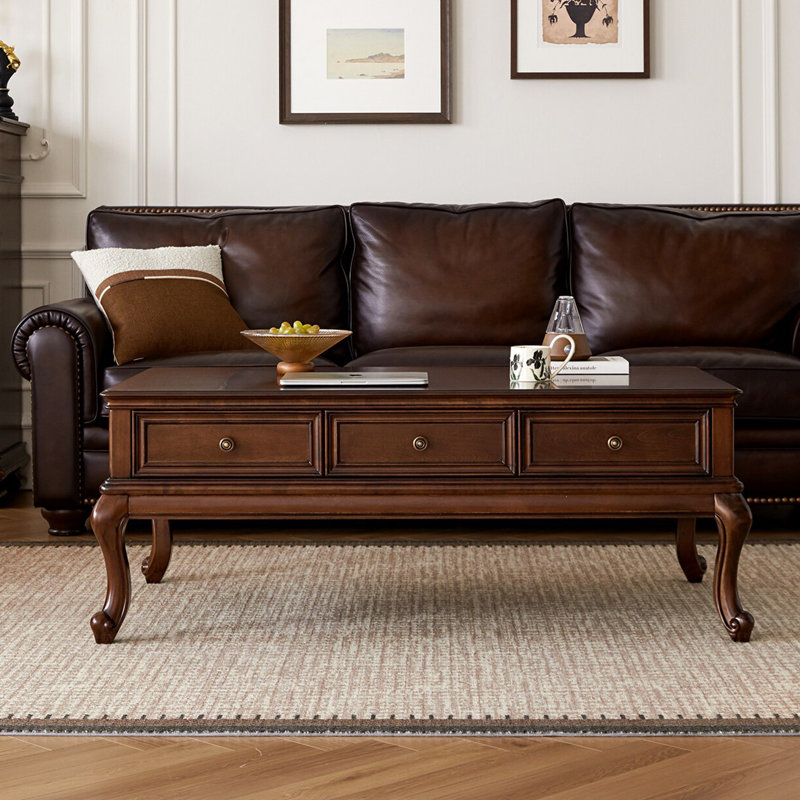 Table basse à 6 tiroirs avec rangement Retro, H 20,47 po x L 47,24 po x l 25,59 po