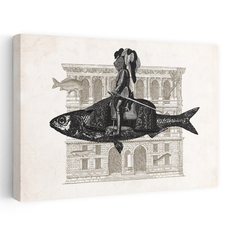 Contemporary Art Fish Architecture Beach Wall Art - Wrapped Canvas Print, 91.44 cm H x 60.96 cm W