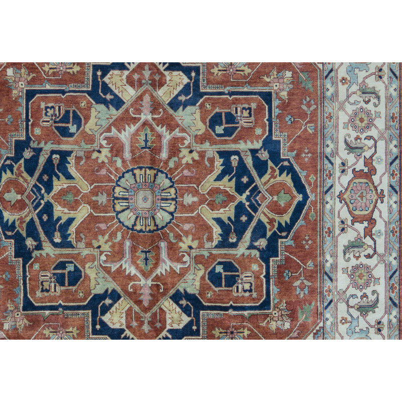 Hand-Knotted High-Quality Red and Beige Area Rug