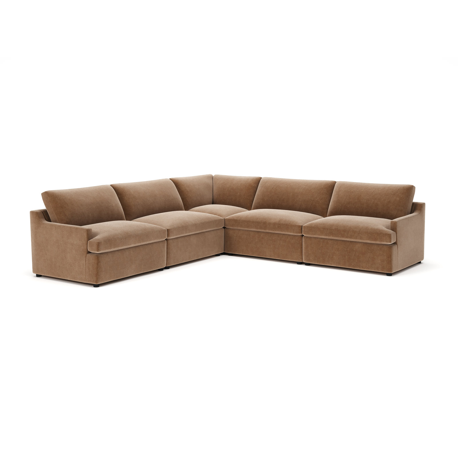 Essex 5 Pieces Upholstered Modular Sectional, Andrew Cognac Performance Chenille