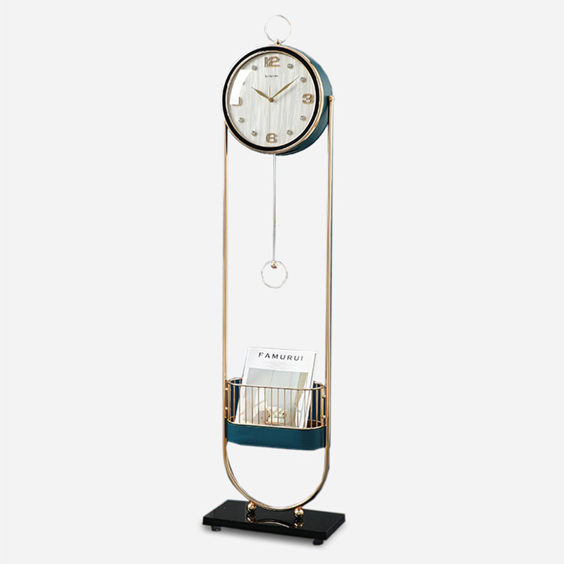 Modern light luxury storage basket floor clock