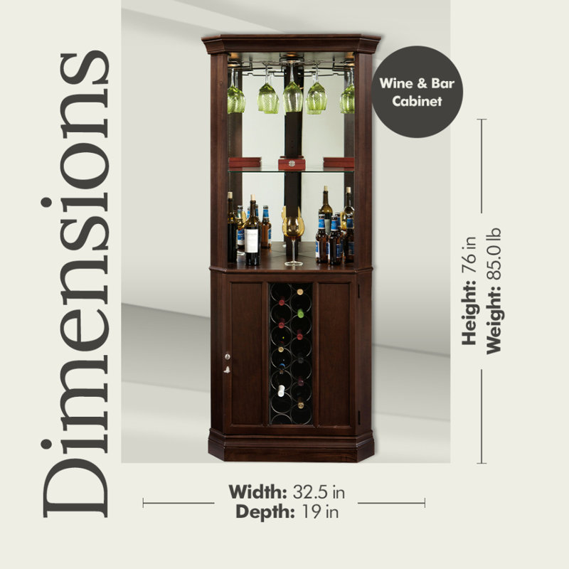 Piedmont III Corner Wine Cabinet, Espresso