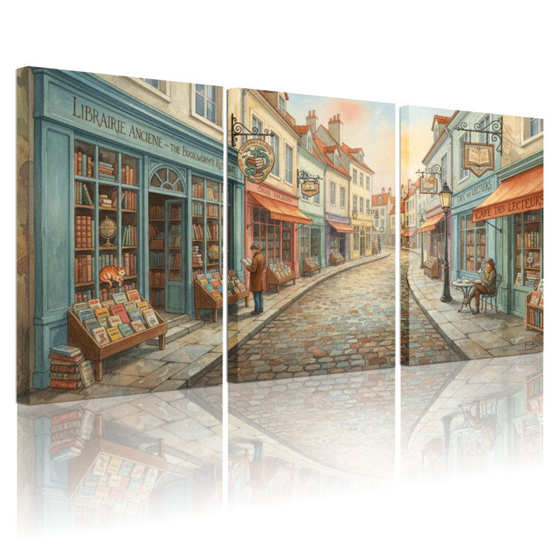 Scénario et paysage urbain, ensemble de 3 reproductions d'art sur toile, H 18 po x l 36 po