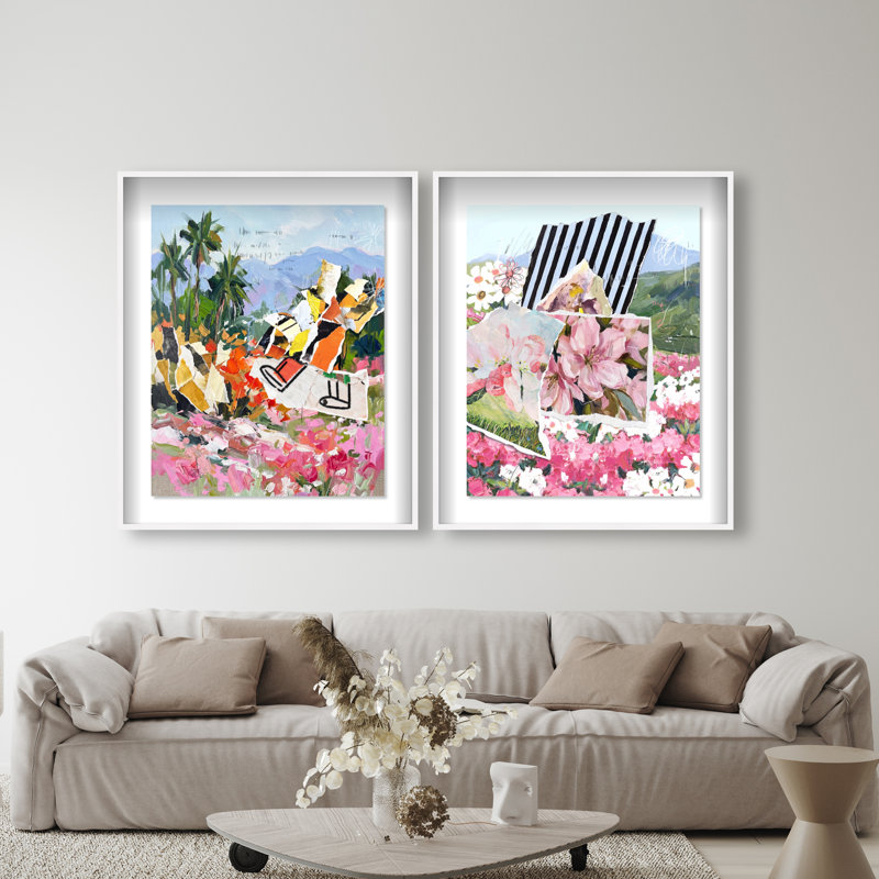 Tropic Bloom Set Framed Graphic Art, 37.5"H x 31.5"W, White Shadowbox