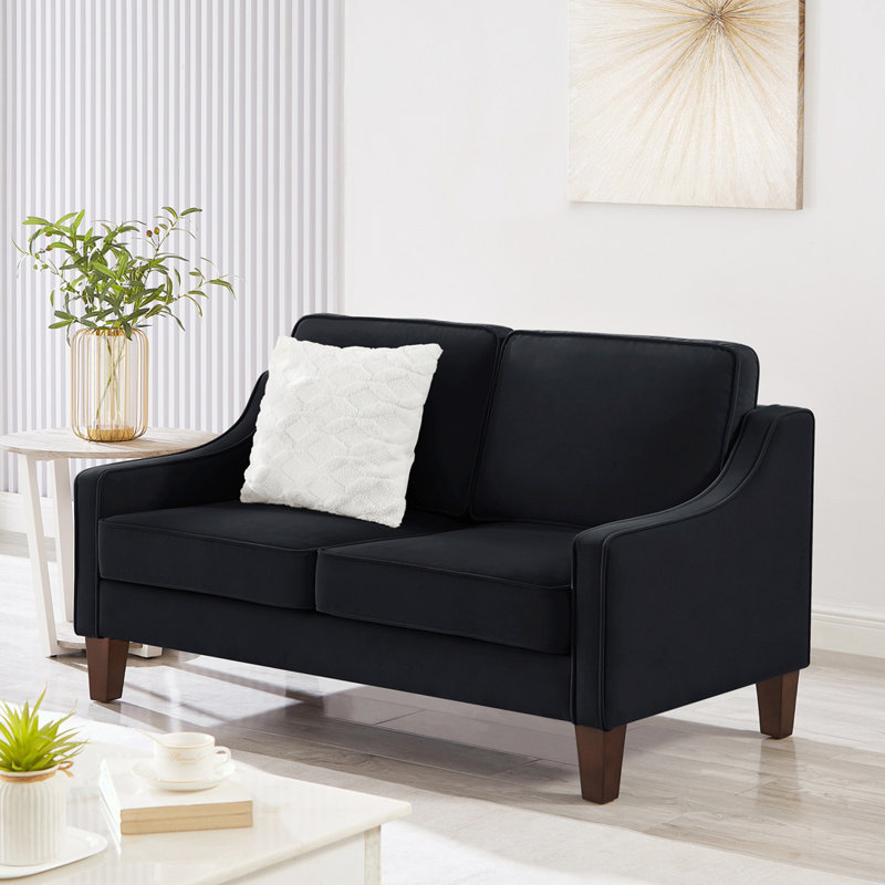 Causeuse moderne en velours, Noir, noir, noir, noir