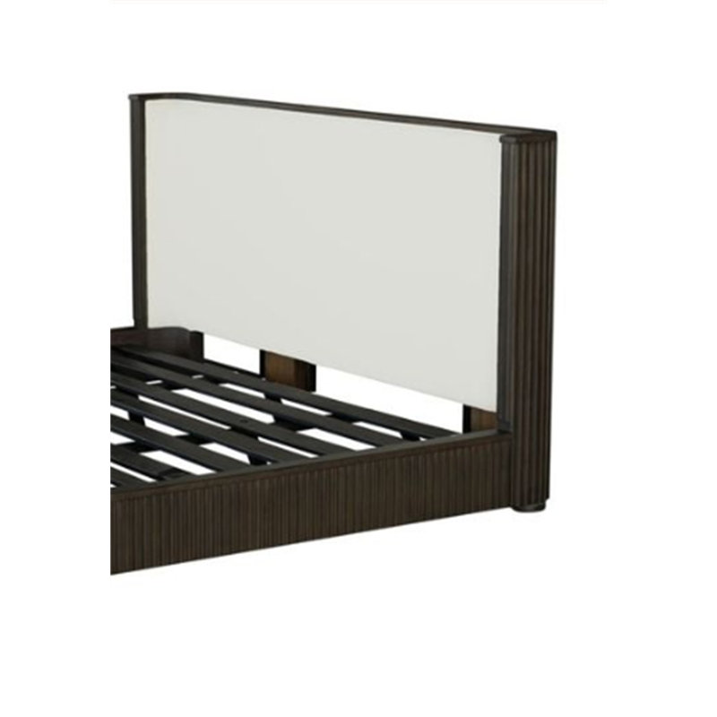 Grand lit en lin et espresso beige Clayten, Queen