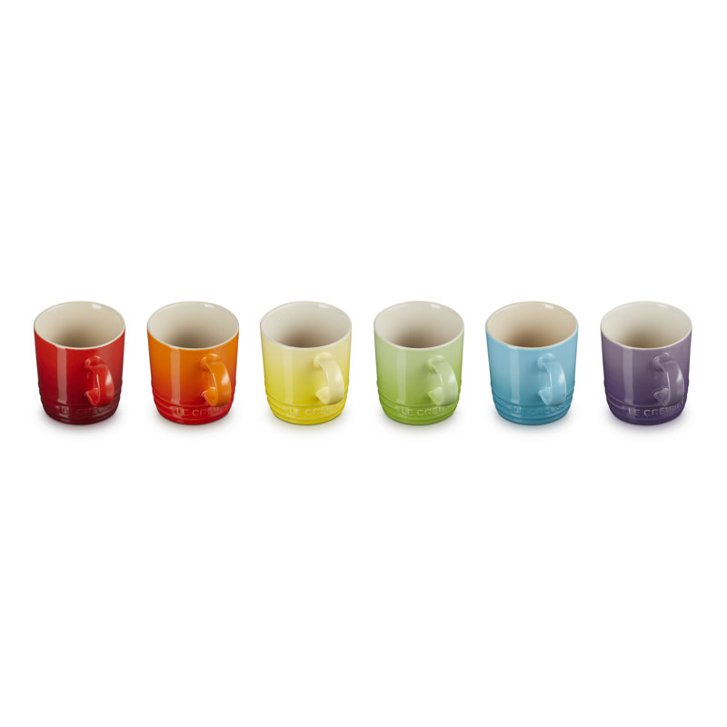 Le Creuset Stoneware Set of 6 Rainbow Espresso Mugs
