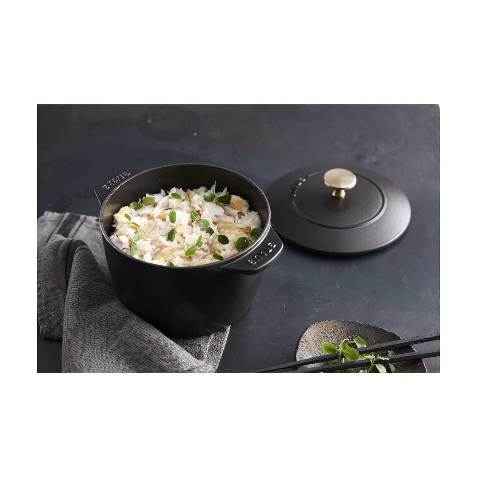 Staub Cast Iron Petite French Oven, Matte Black, 1.84 quarts