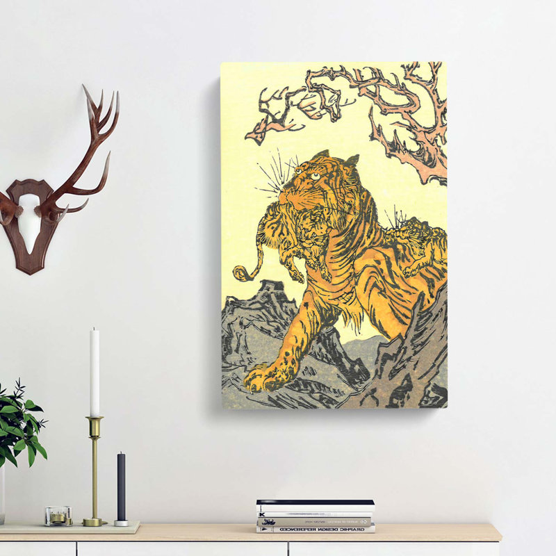 Tora Tiger by Kawanabe Kyosai - Wrapped Canvas Painting, 60cm H x 40cm W x 3cm D