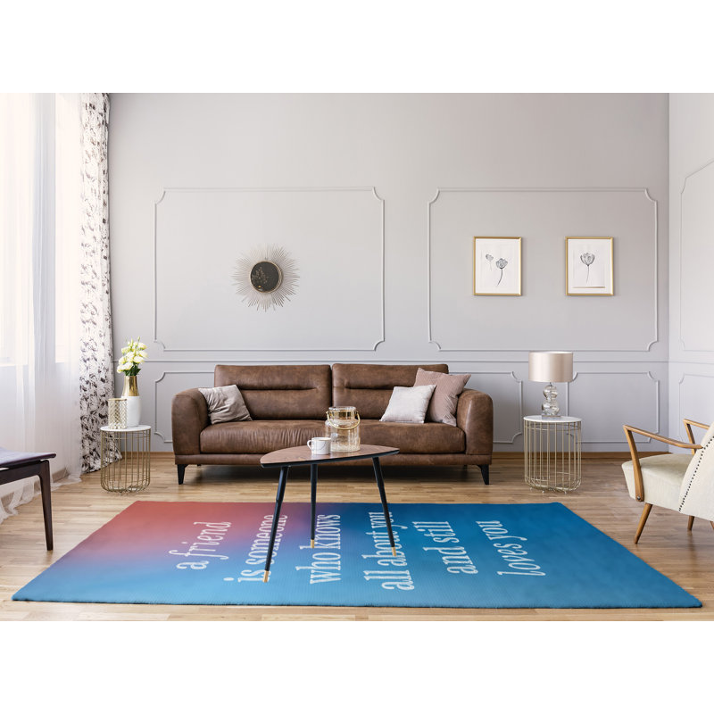 Tapis en polyester à arrière-plan multicolore, citation en poly-chenille, Rectangle 8 pi x 10 pi