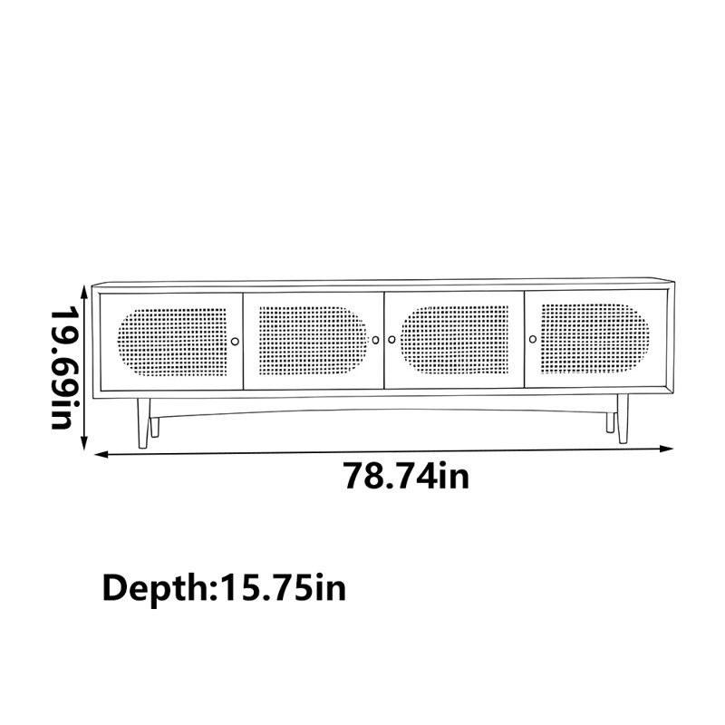 Meuble télé moderne en rotin simple, 78.74"