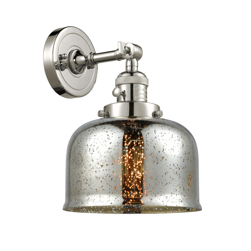 Applique murale 1 lumière 5 po Bell, Ampoule incandescente rétro 60 watts, Argent mercuré, Nickel poli