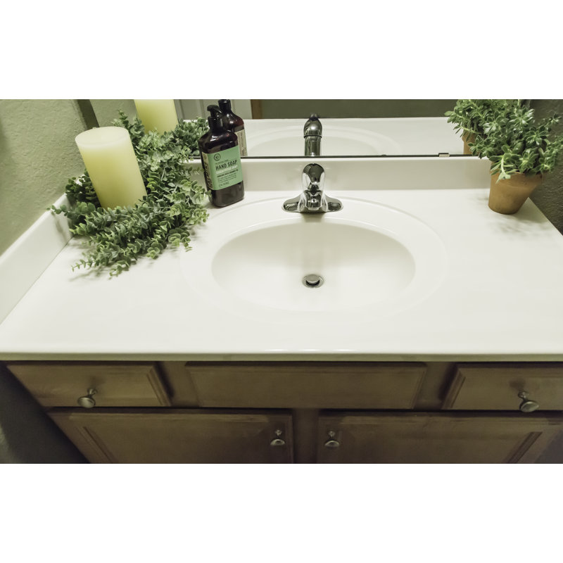 Cultured Marble Universal Side Splash 21.5 Inch, White on White