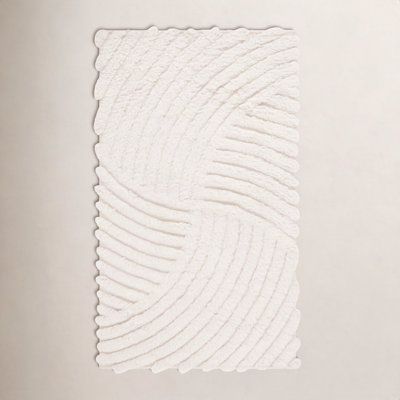 Abriel Ivory Hand-Woven Abstract Wool Rug