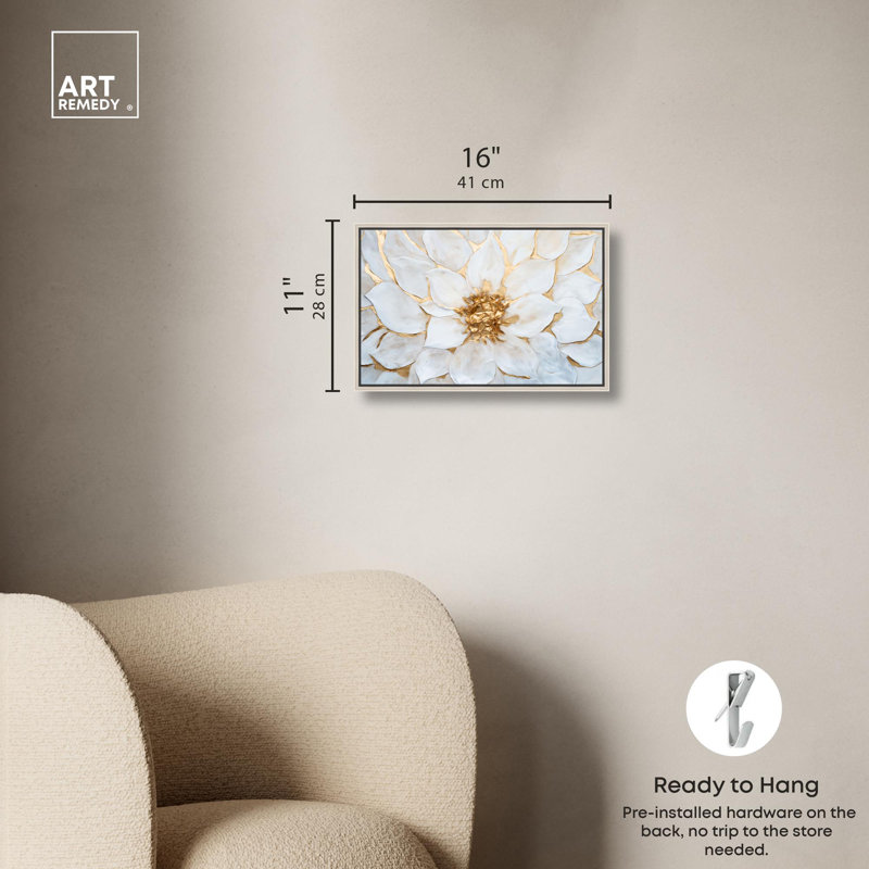 Art Remedy, toile glamour élégante, lustre dans la fleur I, H 11 po x l 16 po, Encadrement argenté