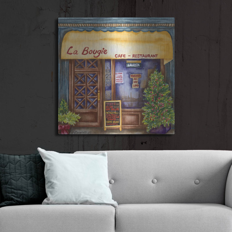 Art mural en métal Lark Manor ™ «Cafes La Bougie» par Andrea Strongwater, H 36 po x l 36 po