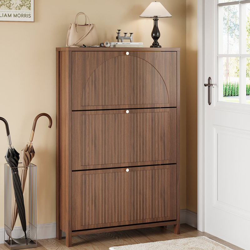 Armoire de rangement pour chaussures 24 paires avec 3 tiroirs rabattables et tablettes réglables