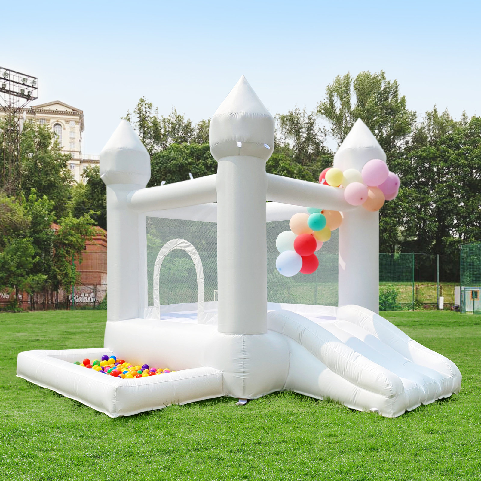 Connsann 9' x 9' White Bounce House with Slide and Air Blower & Reviews ...