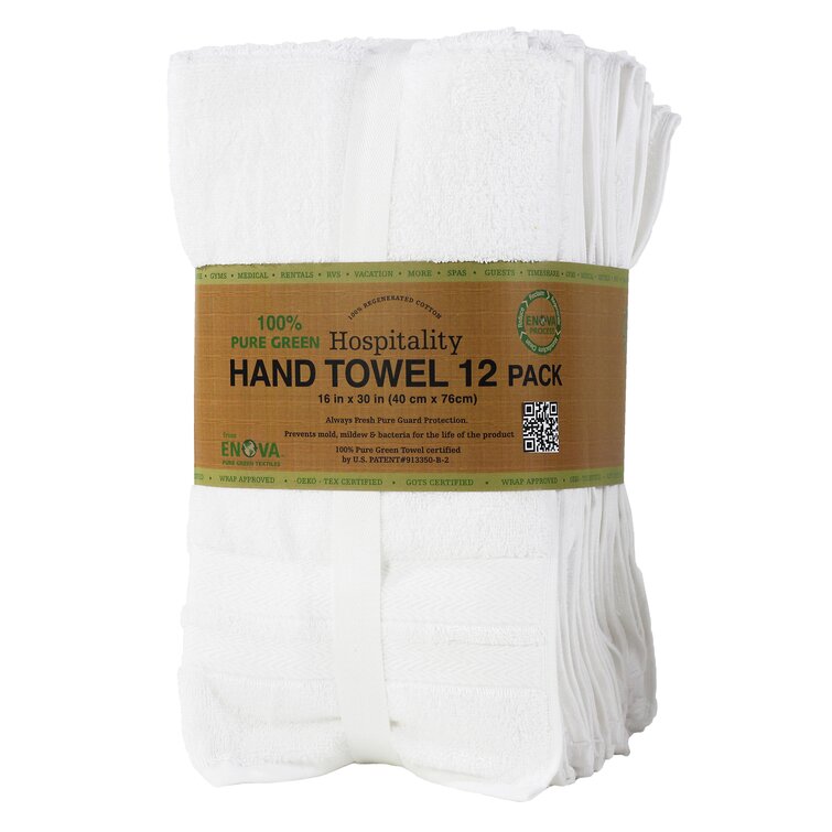 Enova Pure Green Recycled 100% Cotton Hospitality 12-Piece Hand Towel Set