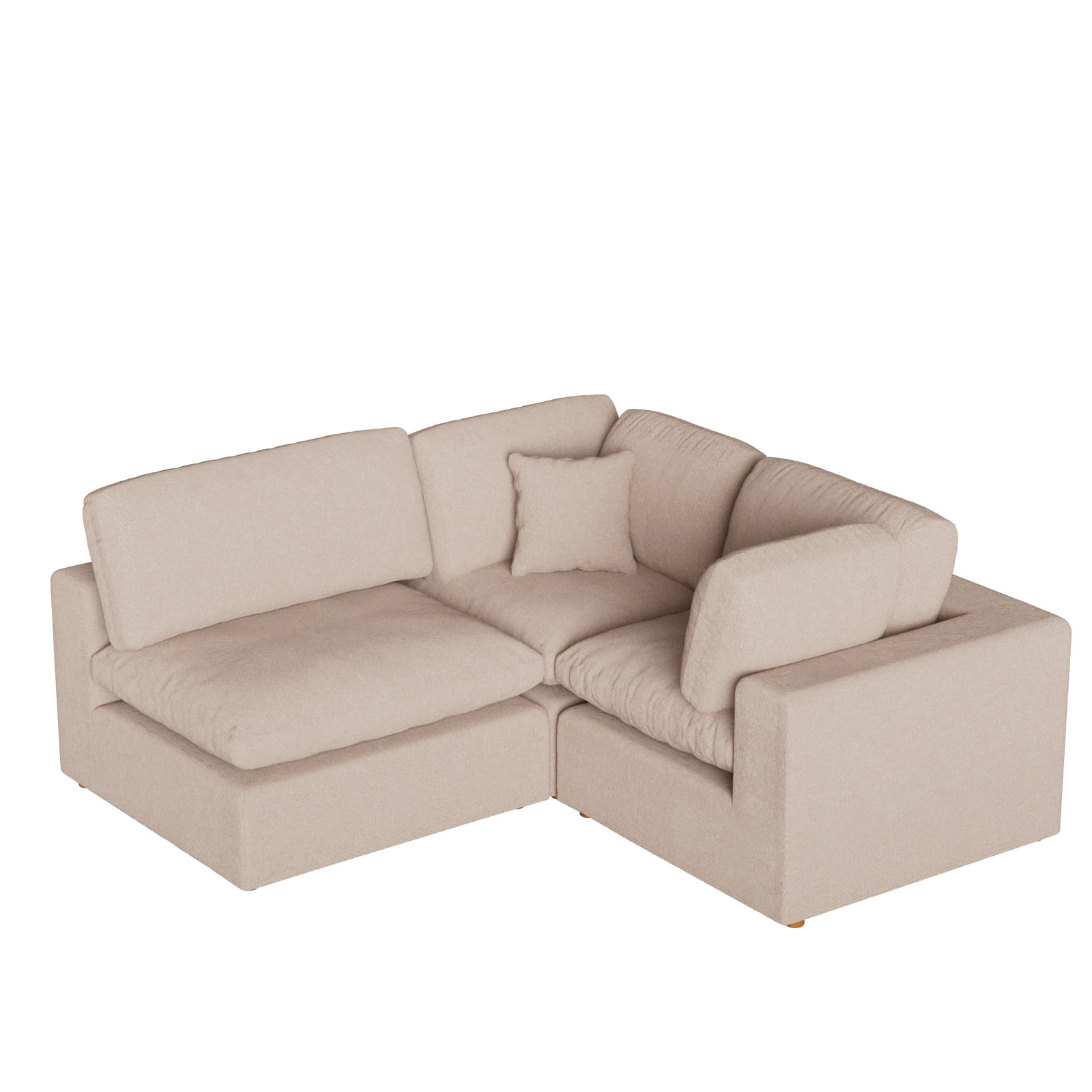 Jossa 3-Piece Modular Upholstered Sofa, Ivory Chenille