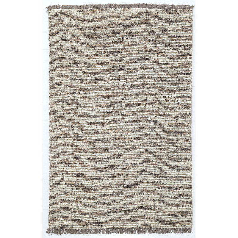 Wild Turkey Feathers Hand Woven Animal Print Area Rug in Brown, Rectangle 5' x 8'