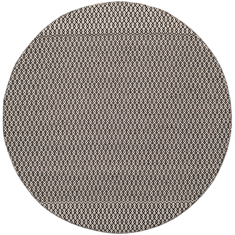 Haqeem Hand Woven Cotton Geometric Rug, Round 4'
