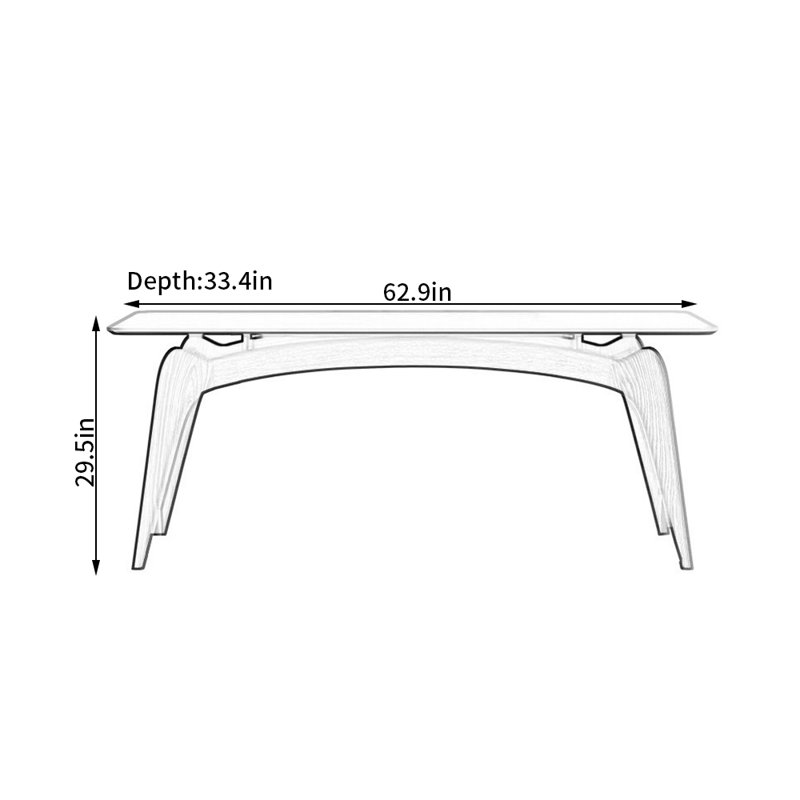 Table de salle à manger Aliviah, H 29,5 po x L 62,9 po x l 33,4 po