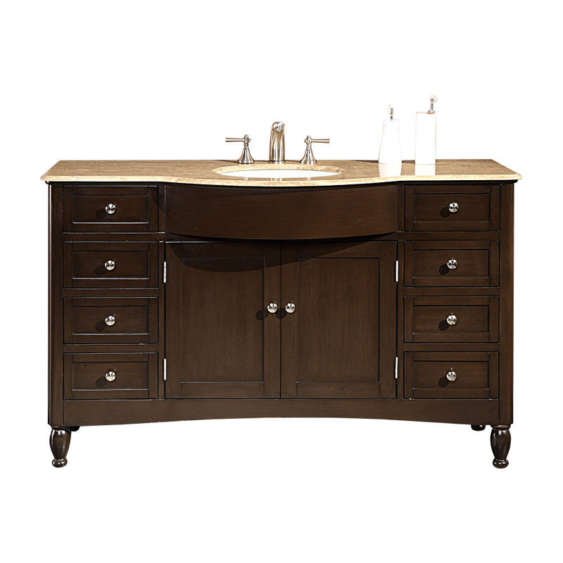 Davian 58'' Single Bathroom Vanity with Top, Brown