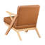 Chaise d'appoint de salon avec revêtement en similicuir brun et structure en bois d'hévéa-365318060-365318063