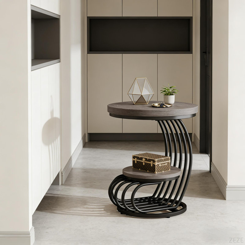 2 Tiers Couch Table,Round Side Table,End Table