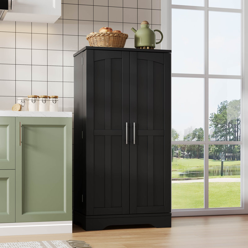 120cm Kitchen Pantry, Black