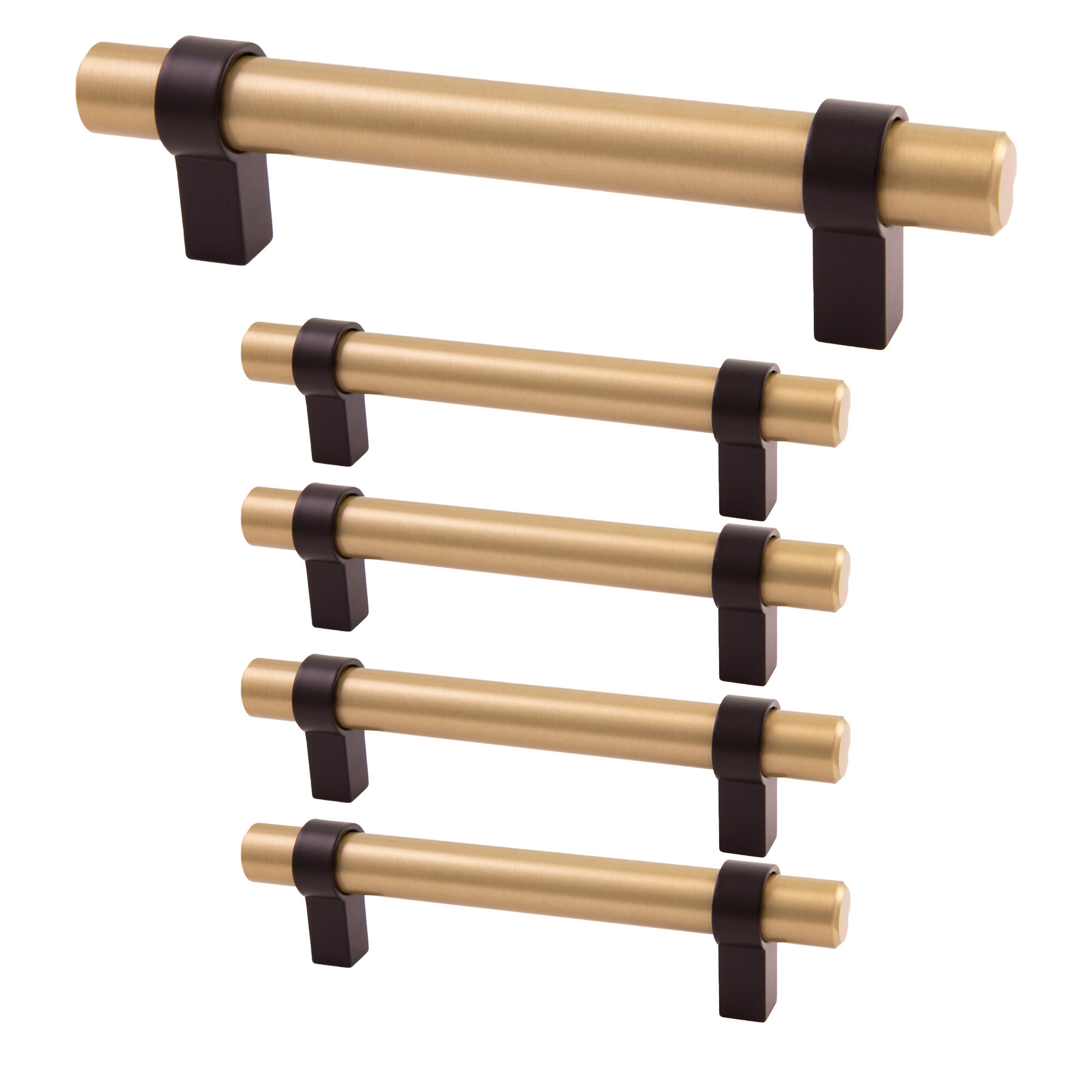 Design House 189449 Emery 3-3/4 inch Center to Center Bar Cabinet Pull - Pack of 5 Matte Black / Satin Gold Cabinet Hardware Pulls Bar