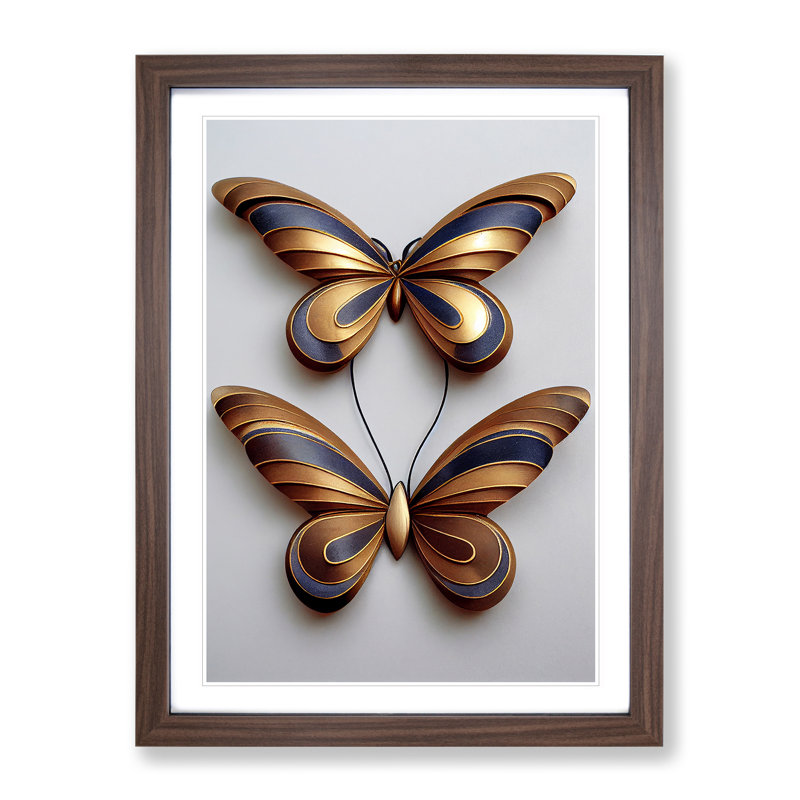 Sweet Butterflies - Single Picture Frame Print, Walnut Framed, 64cm H x 46cm W x 2cm D
