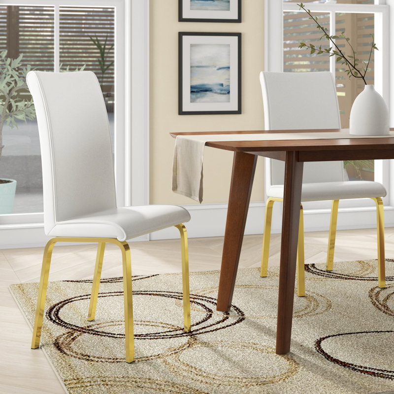 Leia 18.5'' H Faux Leather Upholstered Parsons Chair, White