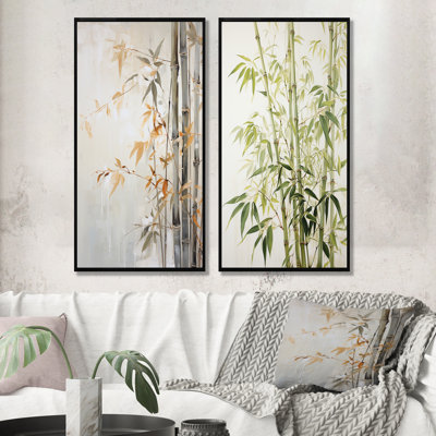 «Mute Bamboo Embrace», ensemble d'art mural en toile de bambou, 2 pièces