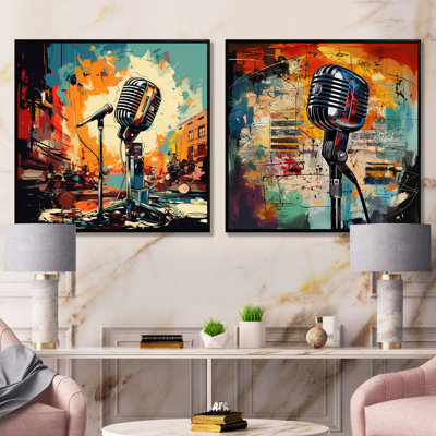 Popart Microphone Harmony I - Music Wall Decor Set Of 2