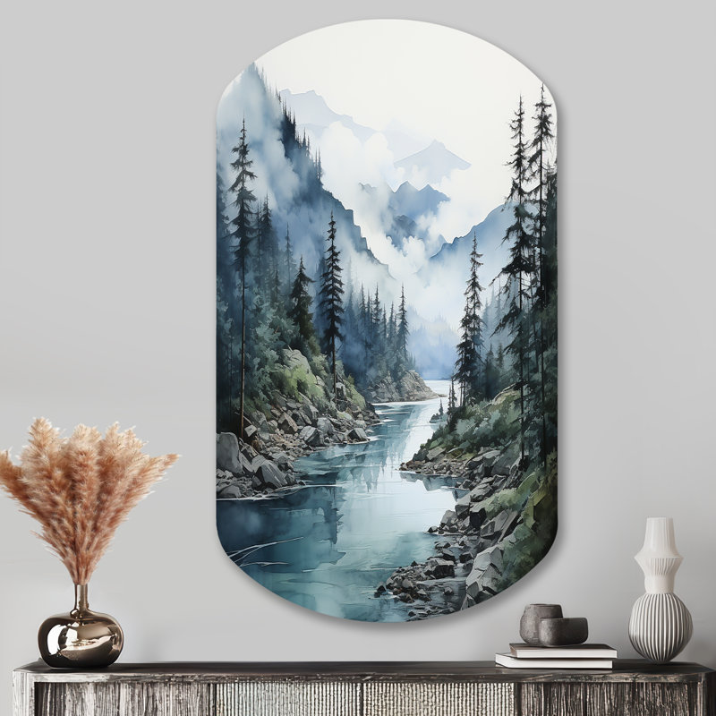 Gris gris bleu, forêt minimaliste, Reflections II - Minimalisme cylindrique, art mural asymétrique en métal