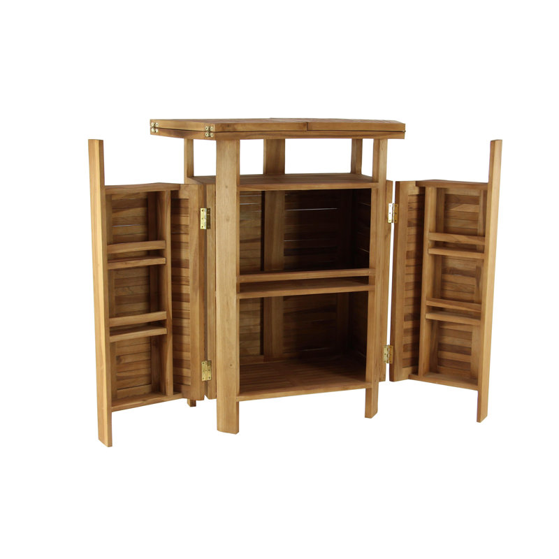 Kezia Rectangular Teak Folding Outdoor Bar Table , 70'' in. W 24'' in. D