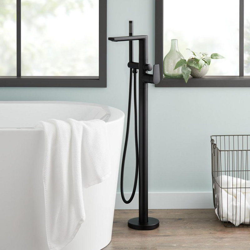 Berwyn Floor Mounted Tub Filler Faucet and Valve, Matte Black