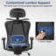 Chaise de bureau ergonomique avec appui-tête 3D et dossier inclinable Gymax pour bureau à domicile noir
