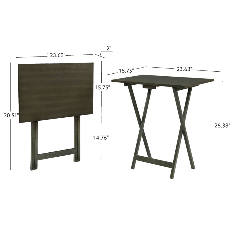Ensemble de 4 tables-plateaux en bois massif Ample, Gris