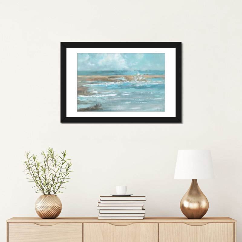 «Breaking Waves», impression sur toile, Papier d'art encadré noir, Blanc, H 16 po x l 24 po x P 1 po