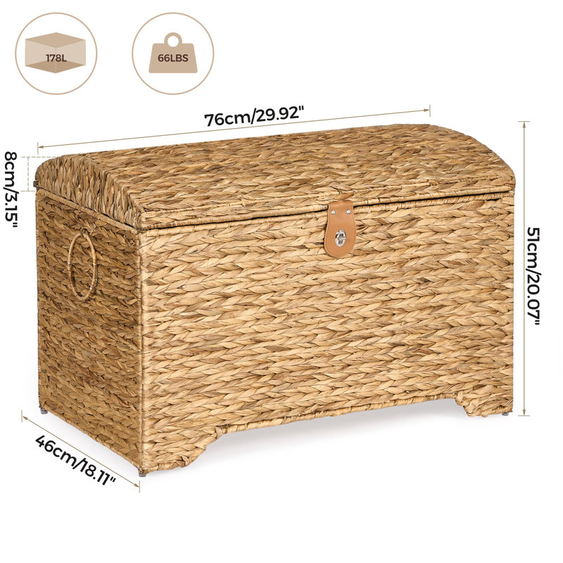 Panier de rangement tissé à la main avec couvercle, Natural